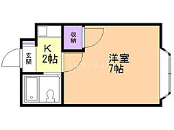 駒矢11番館 1Kの間取図画像