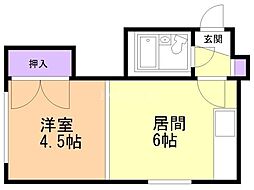 シャトレ麻生 1DKの間取図画像