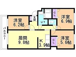 ＳＵＰＥＲＢ壱番館 3階3LDKの間取り