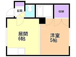 麻生創成館1 1DKの間取図画像