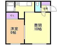 エルーセラN33 1LDKの間取図画像