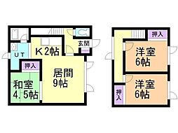 粟生アパート 1階3LDKの間取り