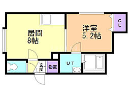 ｎｅｗ−ｎｅｓｓ彩 1階1LDKの間取り