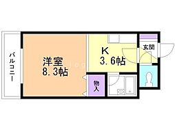 港プロシード26 1Kの間取図画像