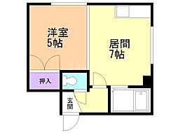 一光ハイムB 1DKの間取図画像
