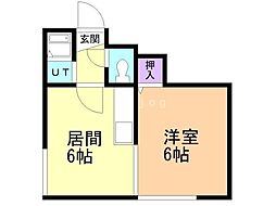 ベッツ北24 1DKの間取図画像