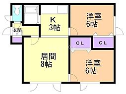 メゾン・ルミエール 2LDKの間取図画像