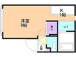 ワイズあいの里1 1Kの間取図画像