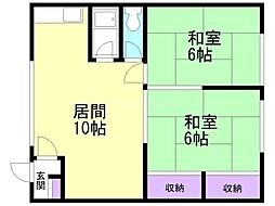 北隆ハイツ 2LDKの間取図画像