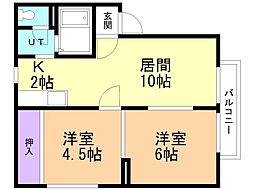 アーバンハイツ 2LDKの間取図画像