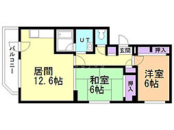 ゼストN39 2LDKの間取図画像