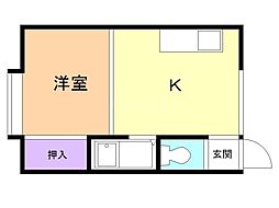 リバーサイド・コート 1DKの間取図画像
