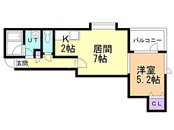 ラ・プリマヴェーラ弐番館 1LDKの間取図画像