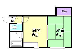 ハイツ舟橋 1DKの間取図画像