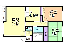 ノースシティー32 2LDKの間取図画像