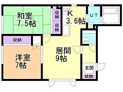 北新ハイツ 2LDKの間取図画像