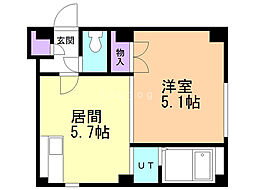スカイパーク麻生 1DKの間取図画像
