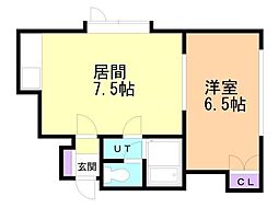 シェーンブルン北26条 1DKの間取図画像