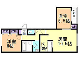 メゾンボヌール12 2LDKの間取図画像