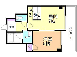 グランデ・ドール 1DKの間取図画像
