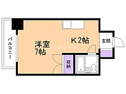 スタジオシティ 1Kの間取図画像