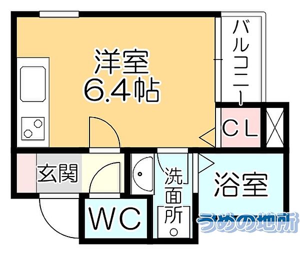 リラフォート津福 103｜福岡県久留米市津福本町(賃貸アパート1R・1階・19.46㎡)の写真 その2