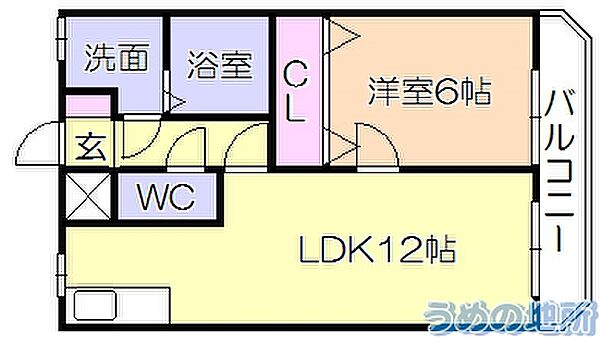 コーポラス青柳 208｜福岡県久留米市東合川８丁目(賃貸マンション1LDK・2階・41.25㎡)の写真 その2