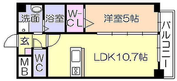 グランドシャトー花畑T・S 801｜福岡県久留米市小頭町(賃貸マンション1LDK・8階・39.15㎡)の写真 その2