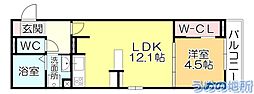 D-room椿 1LDKの間取図画像