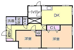 新谷ビル 2DKの間取図画像