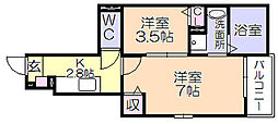 ベルリアンセカンドB 1SKの間取図画像