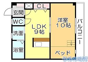 サンクイール 302 ｜ 福岡県久留米市三潴町西牟田（賃貸アパート1LDK・3階・41.10㎡） その2