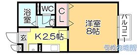 アゼリアコート 108 ｜ 福岡県久留米市野中町（賃貸アパート1K・1階・26.93㎡） その2