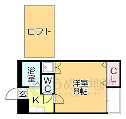 プラムハウス上津 1Kの間取図画像