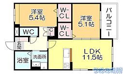 ボワットノアール 2LDKの間取図画像