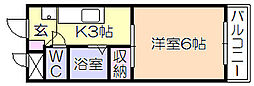 第2秋葉ビル 1Kの間取図画像
