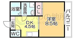 サクシード 1DKの間取図画像