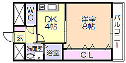 Y・M・クレスト 1DKの間取図画像