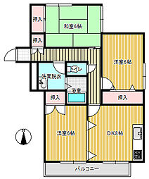 グリーンハウス 3DKの間取図画像