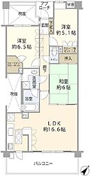 藤和シティホームズ希望ケ丘 3LDKの間取図画像