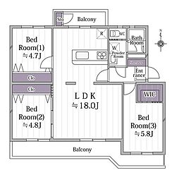 グリーンハイムいずみ野22号棟 3LDKの間取図画像