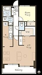 グランディ大和 1LDKの間取図画像