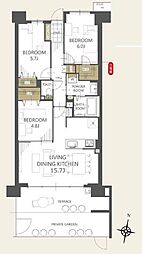 デュオヒルズ中央林間 3LDKの間取図画像