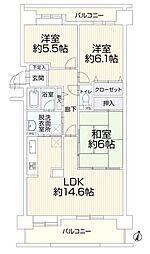 パークシティ水野B棟 3LDKの間取図画像
