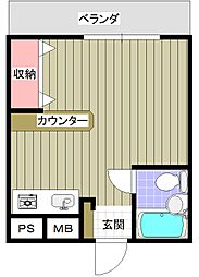 コーポボヌール厚 ワンルームの間取図画像