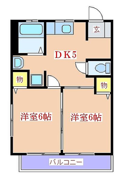 ガーデンプレイス姶良Ｂ棟 201｜鹿児島県姶良市西餅田(賃貸アパート2DK・2階・35.00㎡)の写真 その2