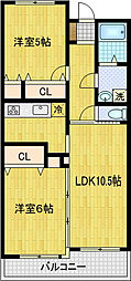 アムール2 2LDKの間取図画像