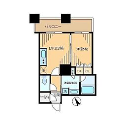 ザ・パークハウス西新宿タワー60 1DKの間取図画像