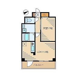サクラテラス新宿 1LDKの間取図画像