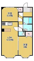 チェリープラザ 2階2LDKの間取り